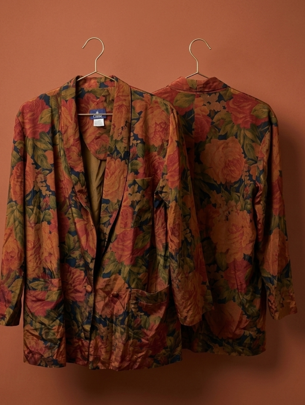 Vintage 80s/90s OBR Oleg Cassini Dark Floral Oversized Blazer